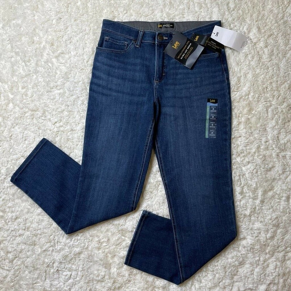 Lee Denim Blue Jeans Women Size 8 Dark Wash Regular Fit Mid Rise Stretch Shaping